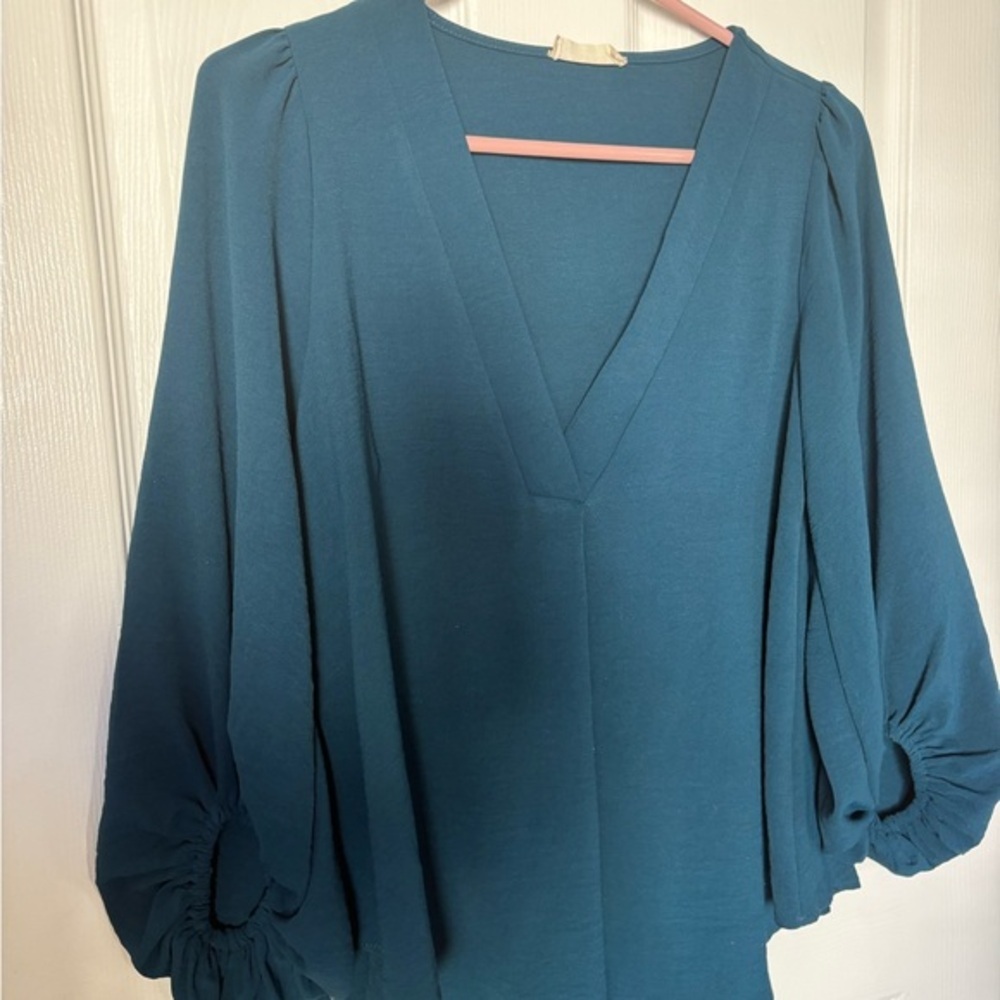 Altar'd State Teal V-Neck Blouse